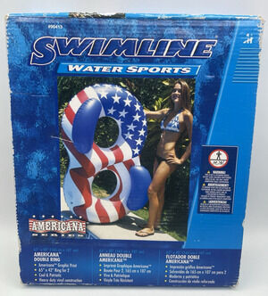 Swimline Americana Double Ring Float Tube 65x42 Inflatable Pool Lounger